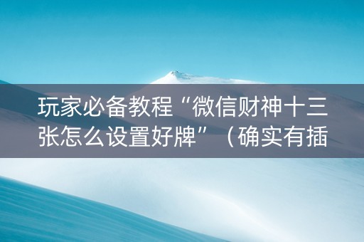 玩家必备教程“微信财神十三张怎么设置好牌”（确实有插件吗)