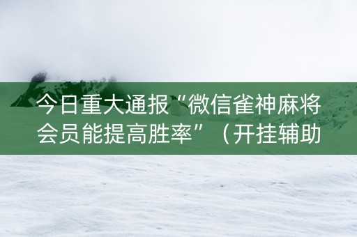 今日重大通报“微信雀神麻将会员能提高胜率”（开挂辅助器脚本)