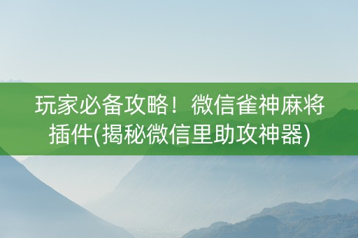 玩家必备攻略！微信雀神麻将插件(揭秘微信里助攻神器)