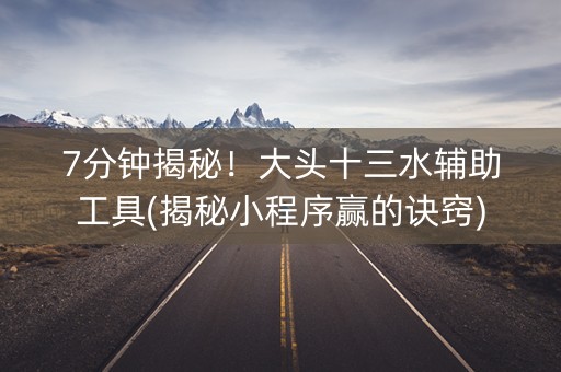 7分钟揭秘！大头十三水辅助工具(揭秘小程序赢的诀窍)