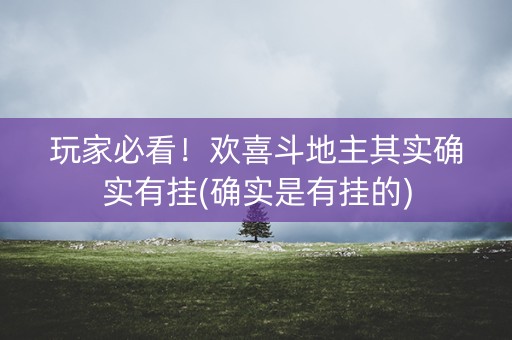 玩家必看！欢喜斗地主其实确实有挂(确实是有挂的)