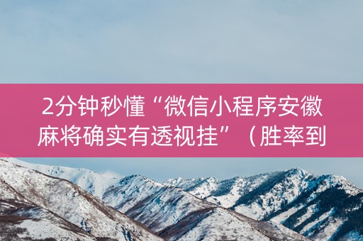 2分钟秒懂“微信小程序安徽麻将确实有透视挂”（胜率到哪调)