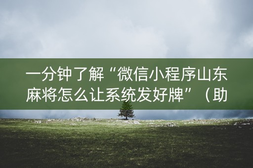 一分钟了解“微信小程序山东麻将怎么让系统发好牌”（助赢神器购买)