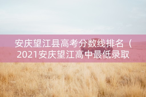 安庆望江县高考分数线排名（2021安庆望江高中最低录取分数线）
