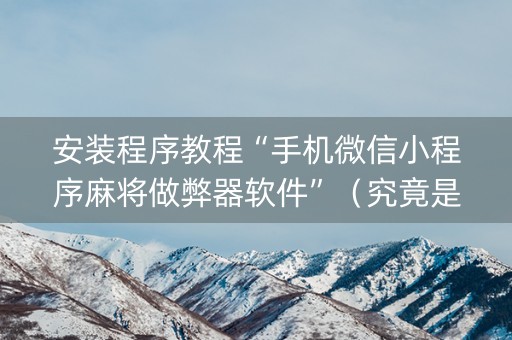 安装程序教程“手机微信小程序麻将做弊器软件”（究竟是不是有挂)