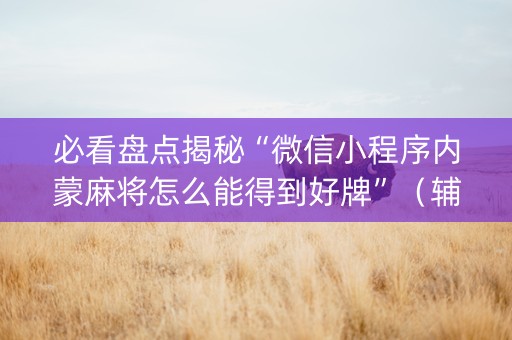 必看盘点揭秘“微信小程序内蒙麻将怎么能得到好牌”（辅助软件)