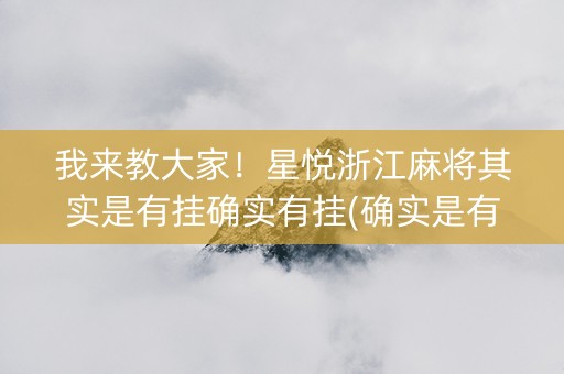 我来教大家！星悦浙江麻将其实是有挂确实有挂(确实是有挂的)