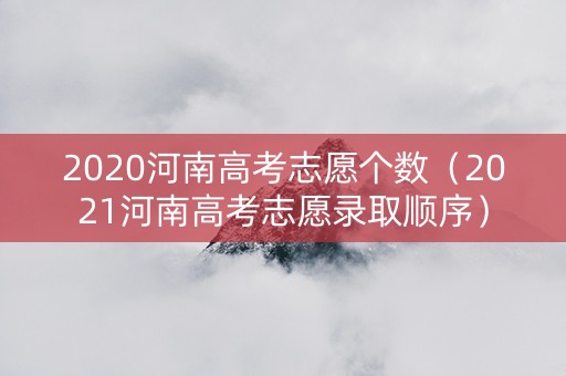 2020河南高考志愿个数（2021河南高考志愿录取顺序）