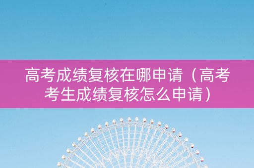 高考成绩复核在哪申请（高考考生成绩复核怎么申请）