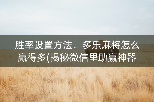 胜率设置方法！多乐麻将怎么赢得多(揭秘微信里助赢神器购买)