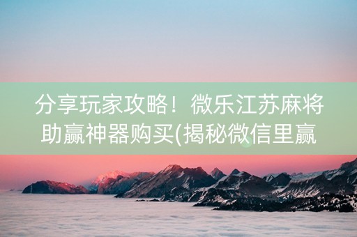 分享玩家攻略！微乐江苏麻将助赢神器购买(揭秘微信里赢牌技巧)