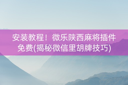 安装教程！微乐陕西麻将插件免费(揭秘微信里胡牌技巧)