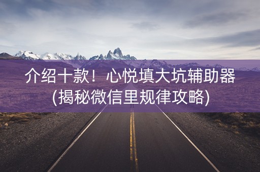 介绍十款！心悦填大坑辅助器(揭秘微信里规律攻略)