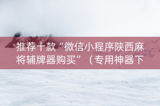 推荐十款“微信小程序陕西麻将辅牌器购买”（专用神器下载)