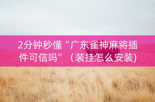 2分钟秒懂“广东雀神麻将插件可信吗”（装挂怎么安装)