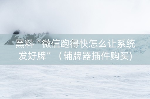 黑料“微信跑得快怎么让系统发好牌”（辅牌器插件购买)