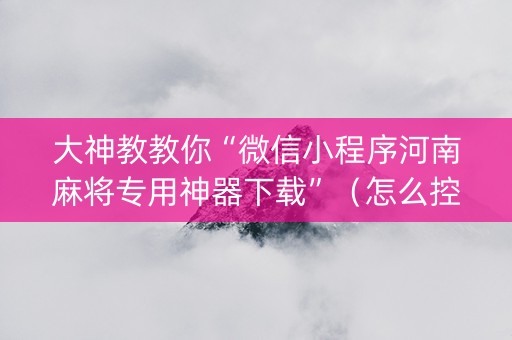 大神教教你“微信小程序河南麻将专用神器下载”（怎么控制输赢)