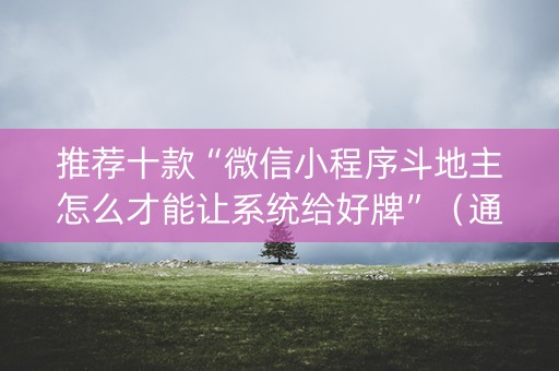推荐十款“微信小程序斗地主怎么才能让系统给好牌”（通用挂软件多少钱)