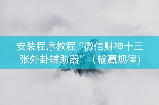 安装程序教程“微信财神十三张外卦辅助器”（输赢规律)