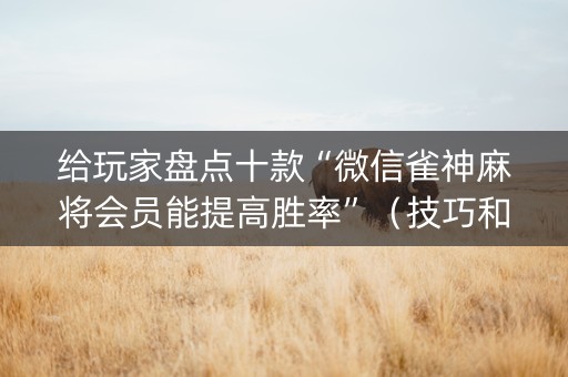 给玩家盘点十款“微信雀神麻将会员能提高胜率”（技巧和打好牌方法)
