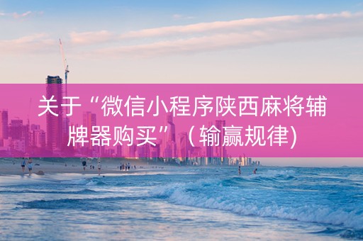 关于“微信小程序陕西麻将辅牌器购买”（输赢规律)