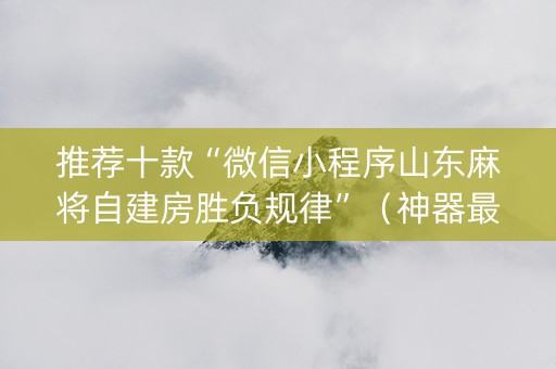 推荐十款“微信小程序山东麻将自建房胜负规律”（神器最新免费)