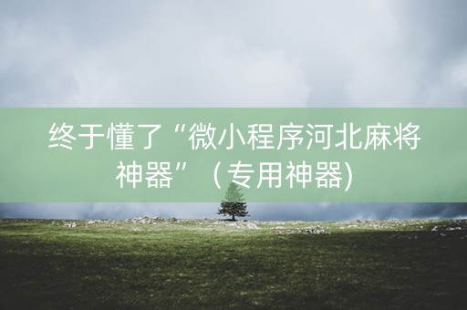 终于懂了“微小程序河北麻将神器”（专用神器)