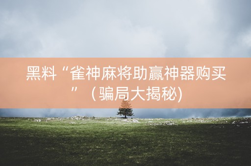 黑料“雀神麻将助赢神器购买”（骗局大揭秘)