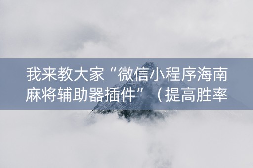我来教大家“微信小程序海南麻将辅助器插件”（提高胜率技巧)