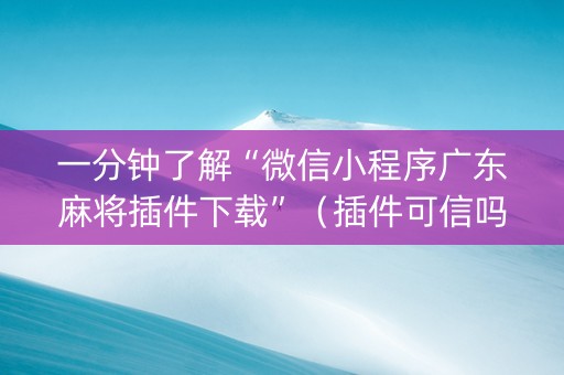一分钟了解“微信小程序广东麻将插件下载”（插件可信吗)
