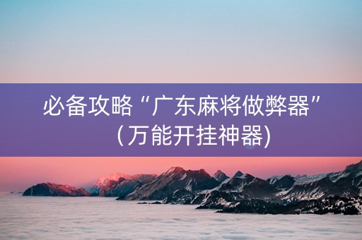 必备攻略“广东麻将做弊器”（万能开挂神器)