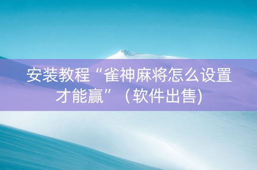 安装教程“雀神麻将怎么设置才能赢”（软件出售)