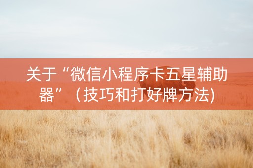 关于“微信小程序卡五星辅助器”（技巧和打好牌方法)