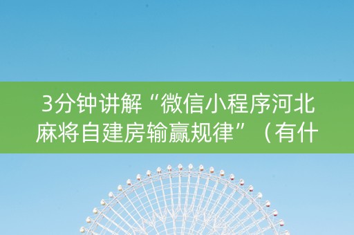 3分钟讲解“微信小程序河北麻将自建房输赢规律”（有什么规律)