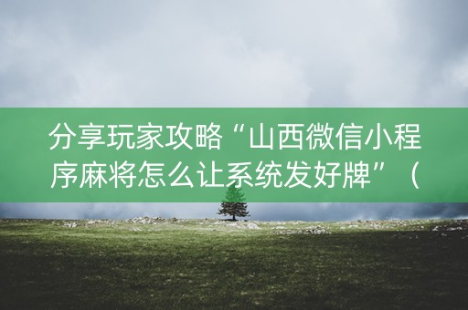 分享玩家攻略“山西微信小程序麻将怎么让系统发好牌”（神器通用版)