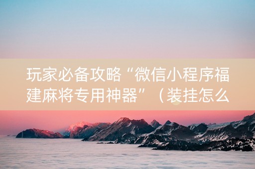 玩家必备攻略“微信小程序福建麻将专用神器”（装挂怎么安装)