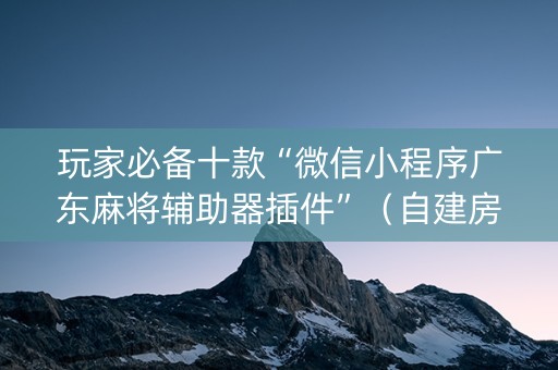 玩家必备十款“微信小程序广东麻将辅助器插件”（自建房胜负规律)