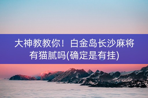 大神教教你！白金岛长沙麻将有猫腻吗(确定是有挂)