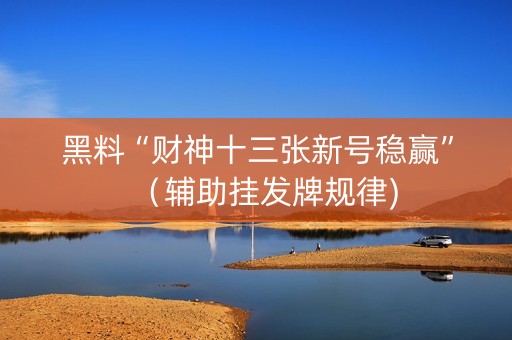 黑料“财神十三张新号稳赢”（辅助挂发牌规律)