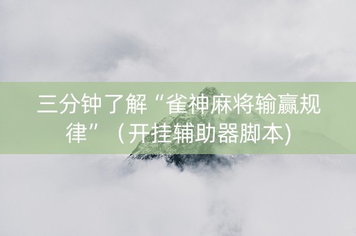 三分钟了解“雀神麻将输赢规律”（开挂辅助器脚本)