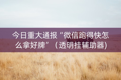 今日重大通报“微信跑得快怎么拿好牌”（透明挂辅助器)