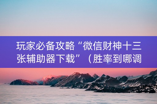玩家必备攻略“微信财神十三张辅助器下载”（胜率到哪调)