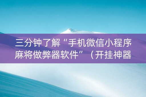 三分钟了解“手机微信小程序麻将做弊器软件”（开挂神器下载)
