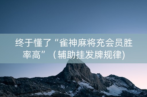 终于懂了“雀神麻将充会员胜率高”（辅助挂发牌规律)