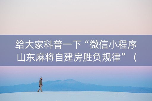 给大家科普一下“微信小程序山东麻将自建房胜负规律”（插件可信吗)