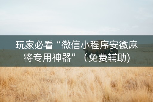 玩家必看“微信小程序安徽麻将专用神器”（免费辅助)