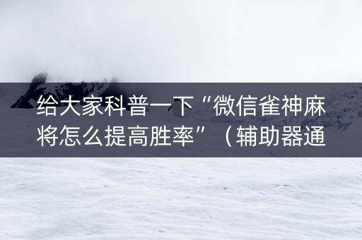 给大家科普一下“微信雀神麻将怎么提高胜率”（辅助器通用版)