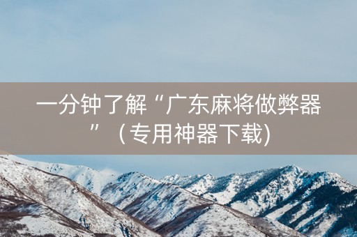 一分钟了解“广东麻将做弊器”（专用神器下载)
