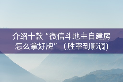 介绍十款“微信斗地主自建房怎么拿好牌”（胜率到哪调)