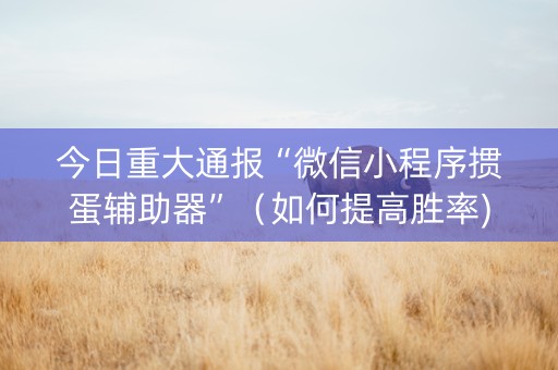 今日重大通报“微信小程序掼蛋辅助器”（如何提高胜率)